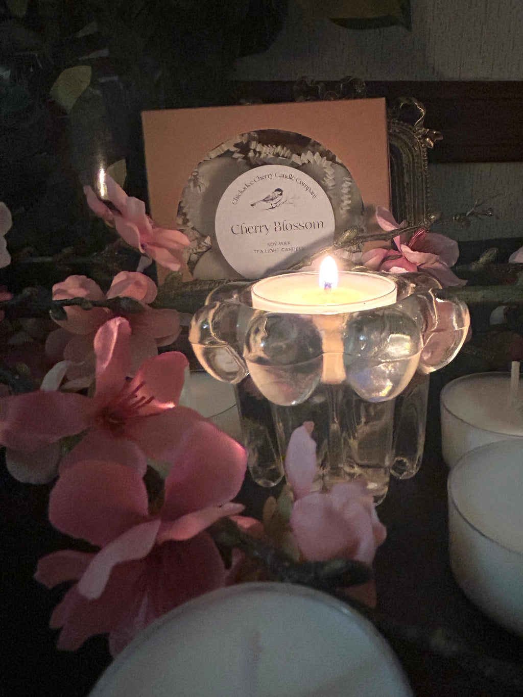 Cherry Blossom  hand-poured soy wax tealight candles | non-toxic