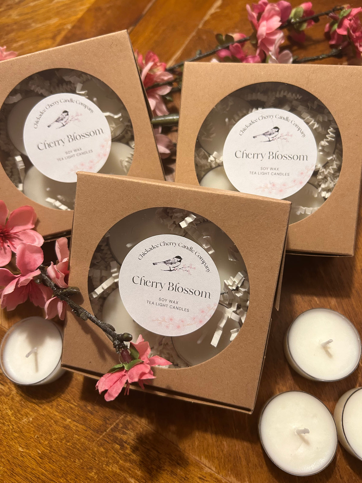 Cherry Blossom  hand-poured soy wax tealight candles | non-toxic