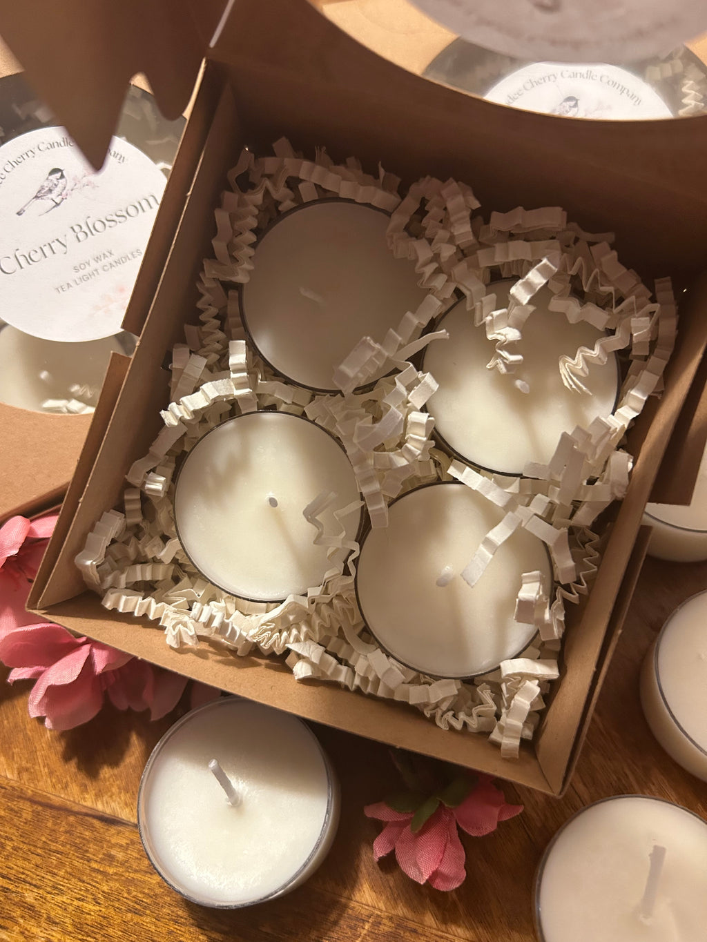 Cherry Blossom  hand-poured soy wax tealight candles | non-toxic