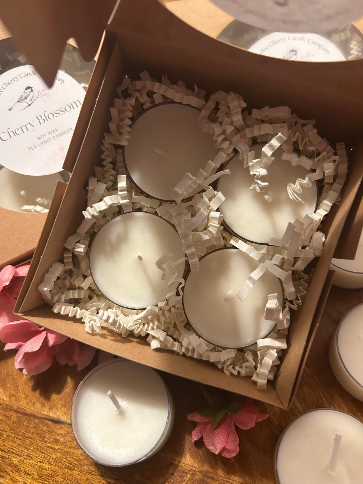 Cherry Blossom  hand-poured soy wax tealight candles | non-toxic