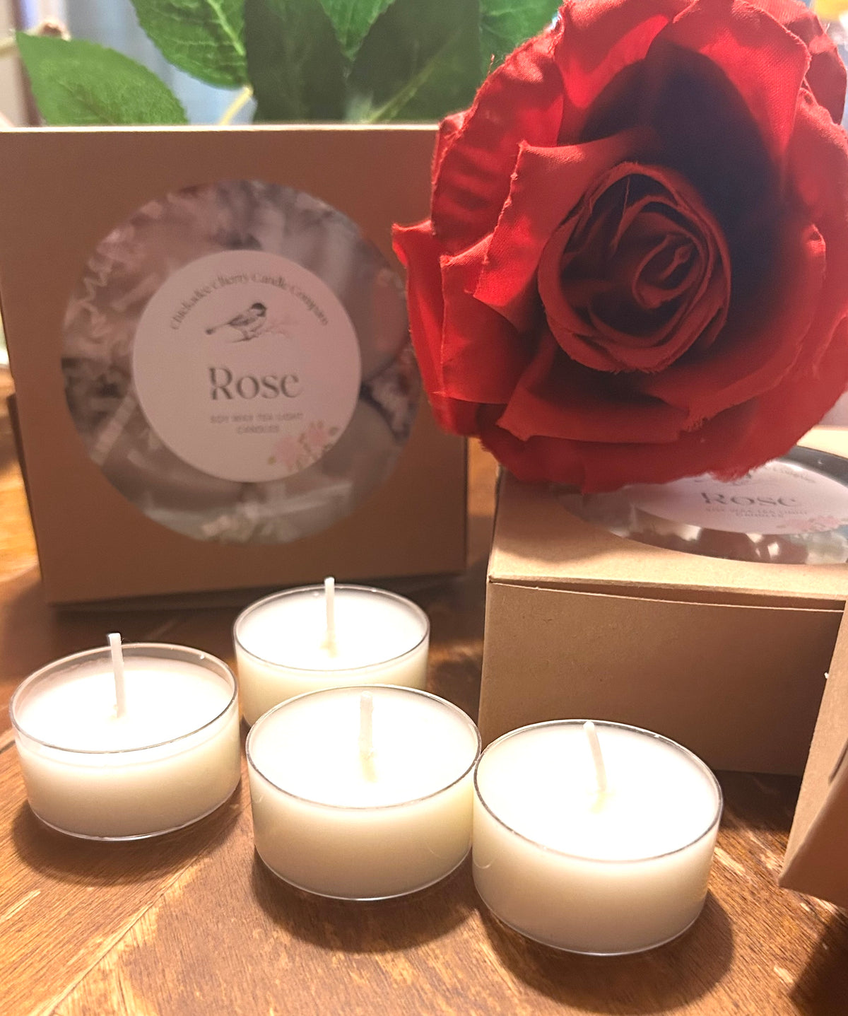 Rose hand-poured soy wax tealight candles | non-toxic