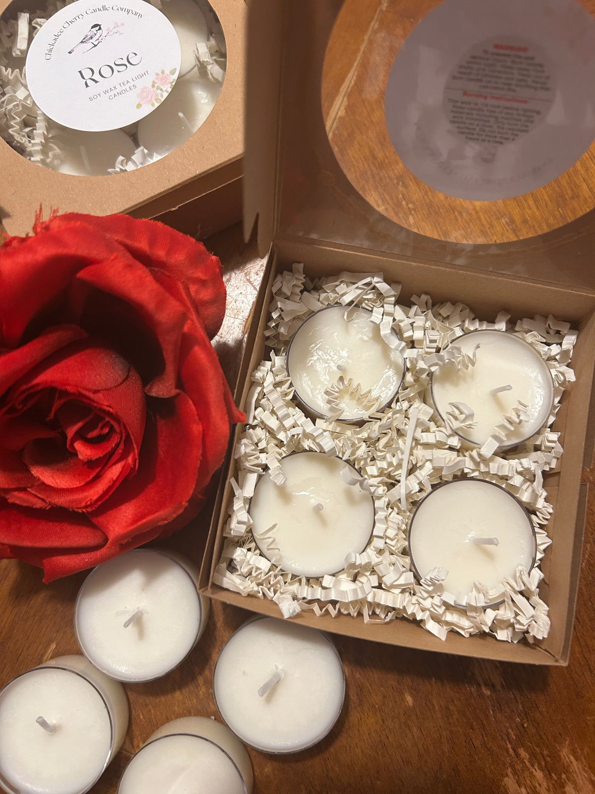 Rose hand-poured soy wax tealight candles | non-toxic