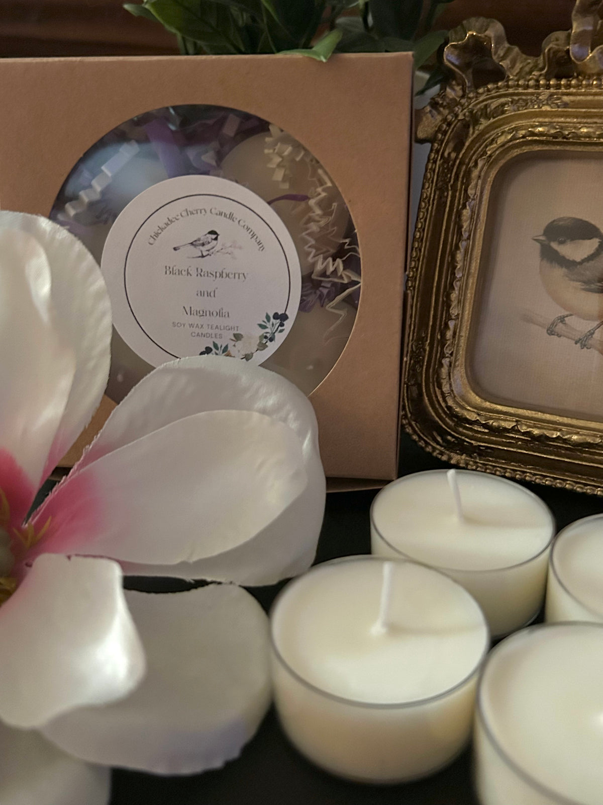 Black Raspberry and Magnolia  hand-poured soy wax tealight candles | non-toxic