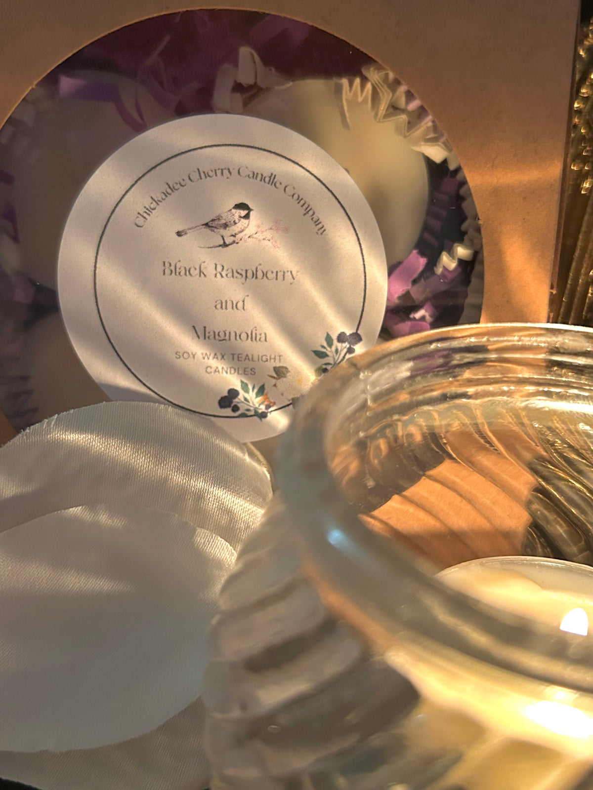 Black Raspberry and Magnolia  hand-poured soy wax tealight candles | non-toxic
