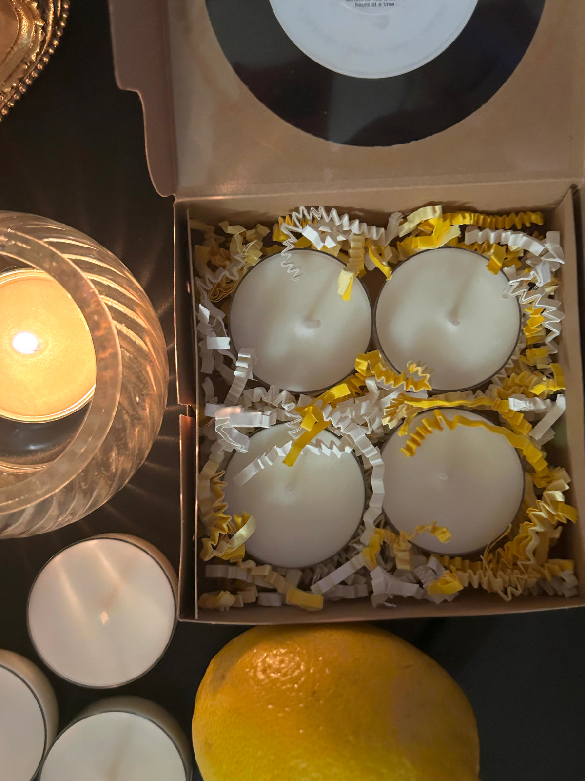 Lemon Chiffon hand-poured soy wax tealight candles | non-toxic
